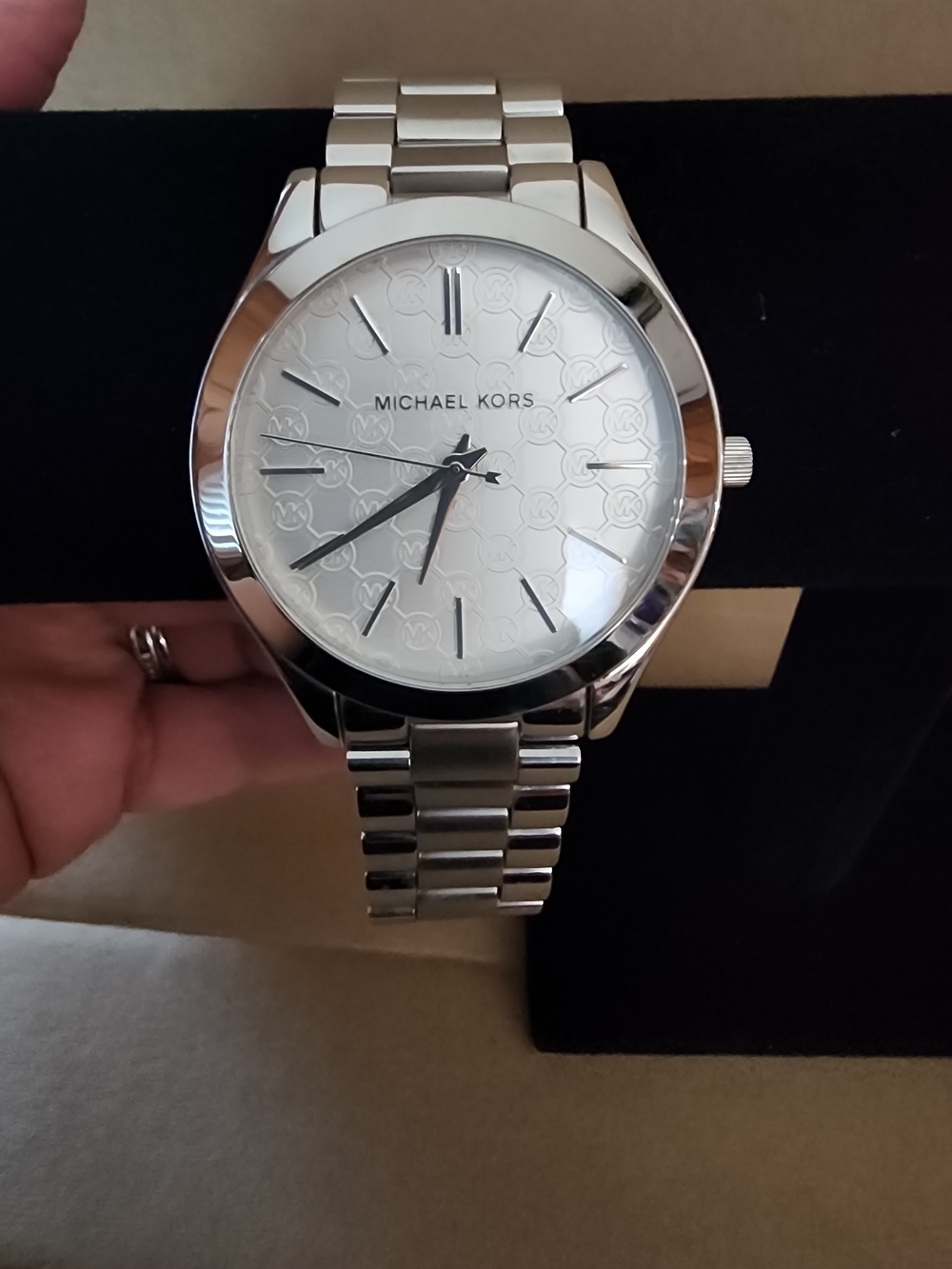 Michael Kors Silver Stainless Steel Watch with White Dial